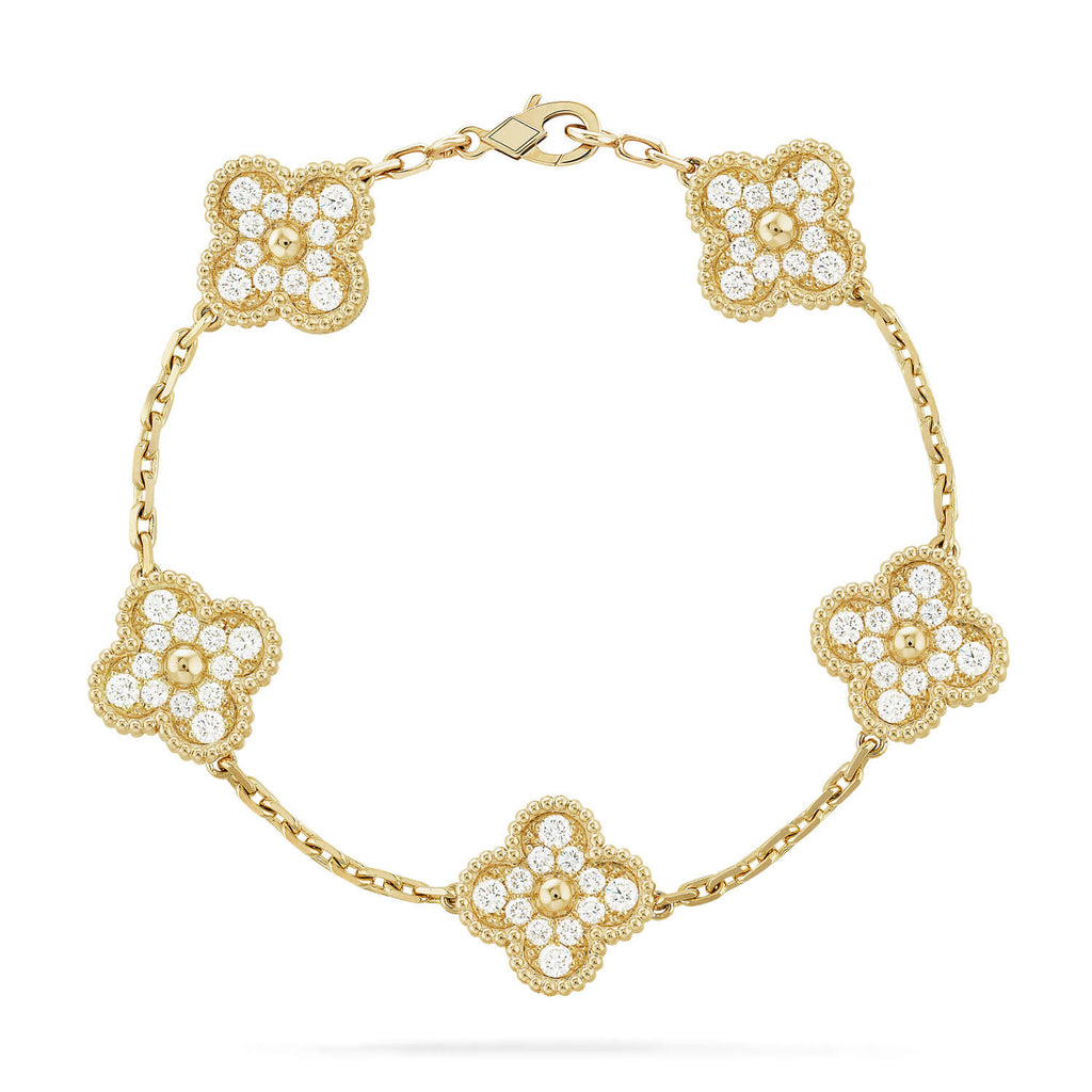 [Aura ] New  CLOVER 5 MOTIF FULL DIAMOND BRACELET COLLECTION