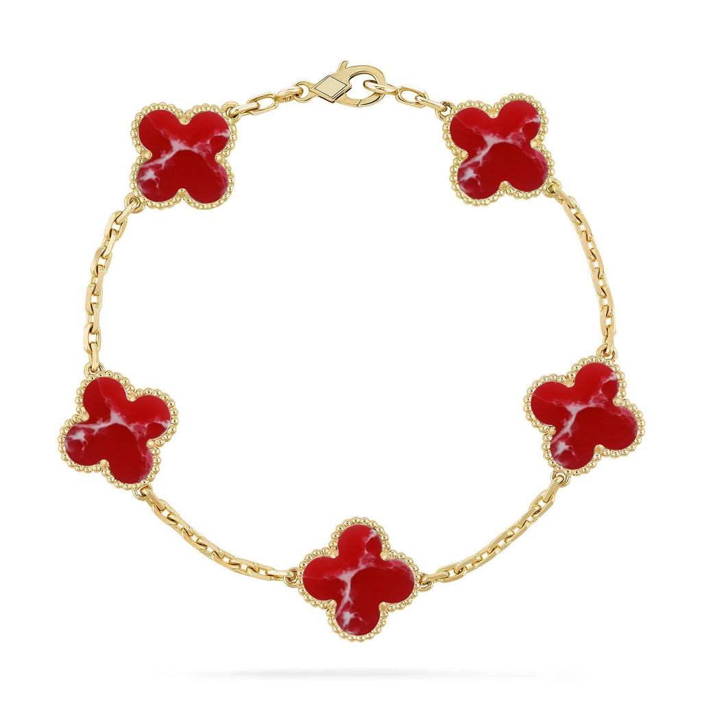 [Aura ]New CLOVER 5 MOTIF RED PATTERN BRACELET COLLECTION
