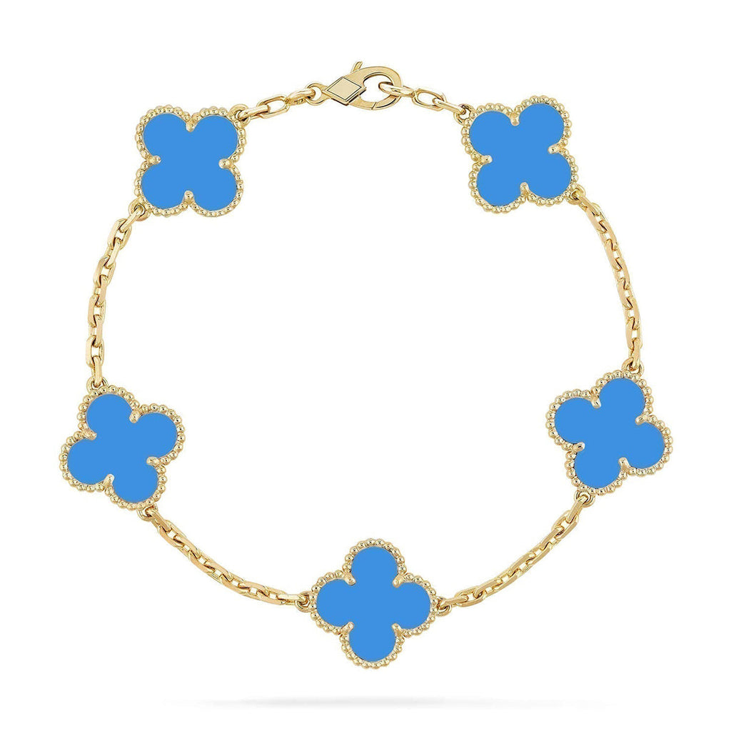 [Aura ]NEUE ARMBAND-KOLLEKTION CLOVER 5 MOTIF BLAUER ACHAT