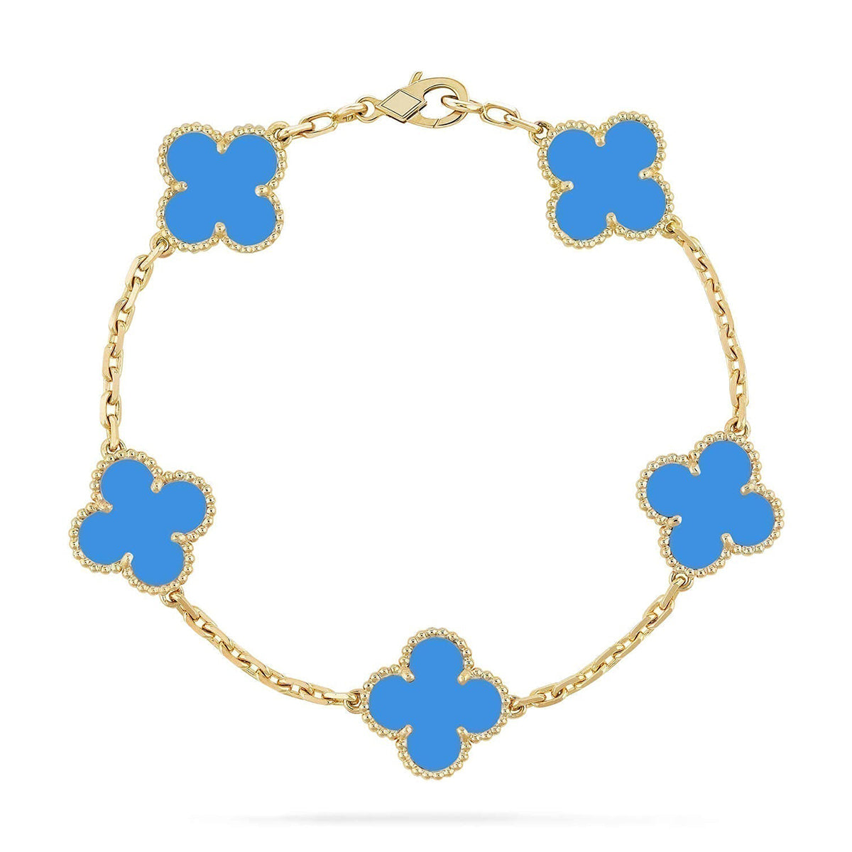 [Aura ]New CLOVER 5 MOTIF BLUE AGATE BRACELET COLLECTION