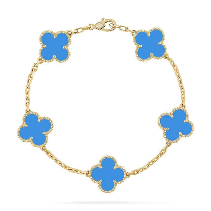 [Aura ]NEUE ARMBAND-KOLLEKTION CLOVER 5 MOTIF BLAUER ACHAT