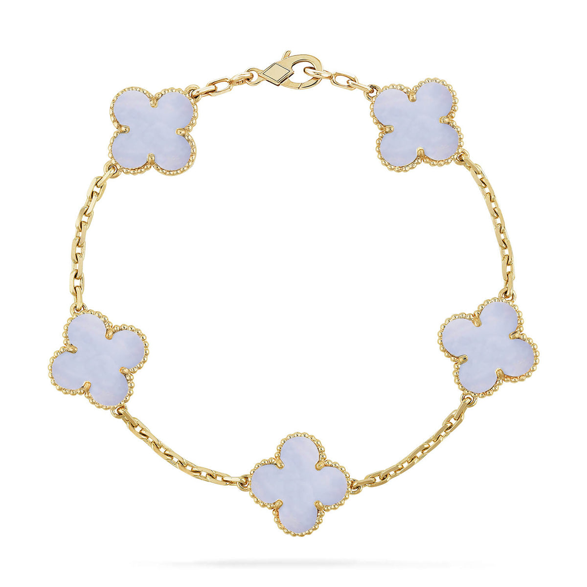 [Aura ]New  CLOVER 5 MOTIF PURPLE CHALCEDONY BRACELET COLLECTION