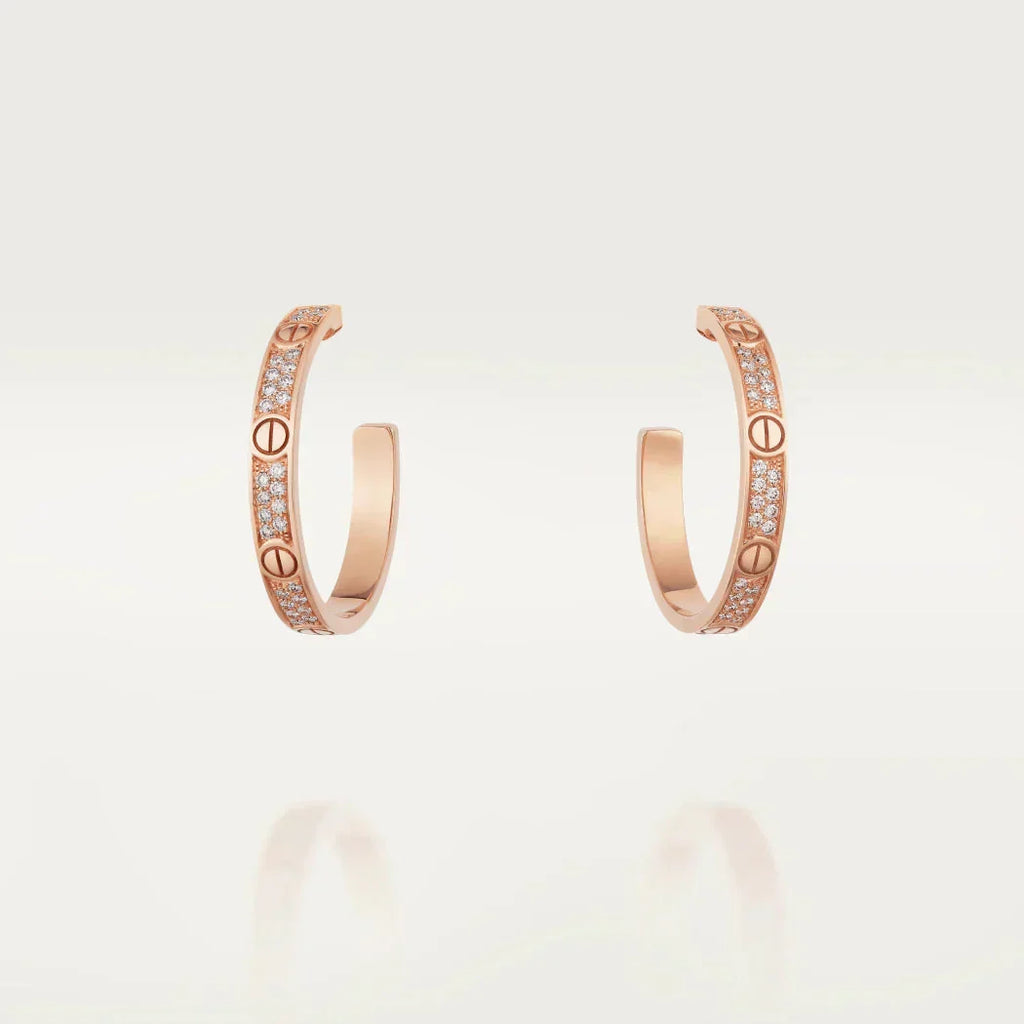 Aura LOVE DIAMOND PINK GOLD HOOP EARRINGS
