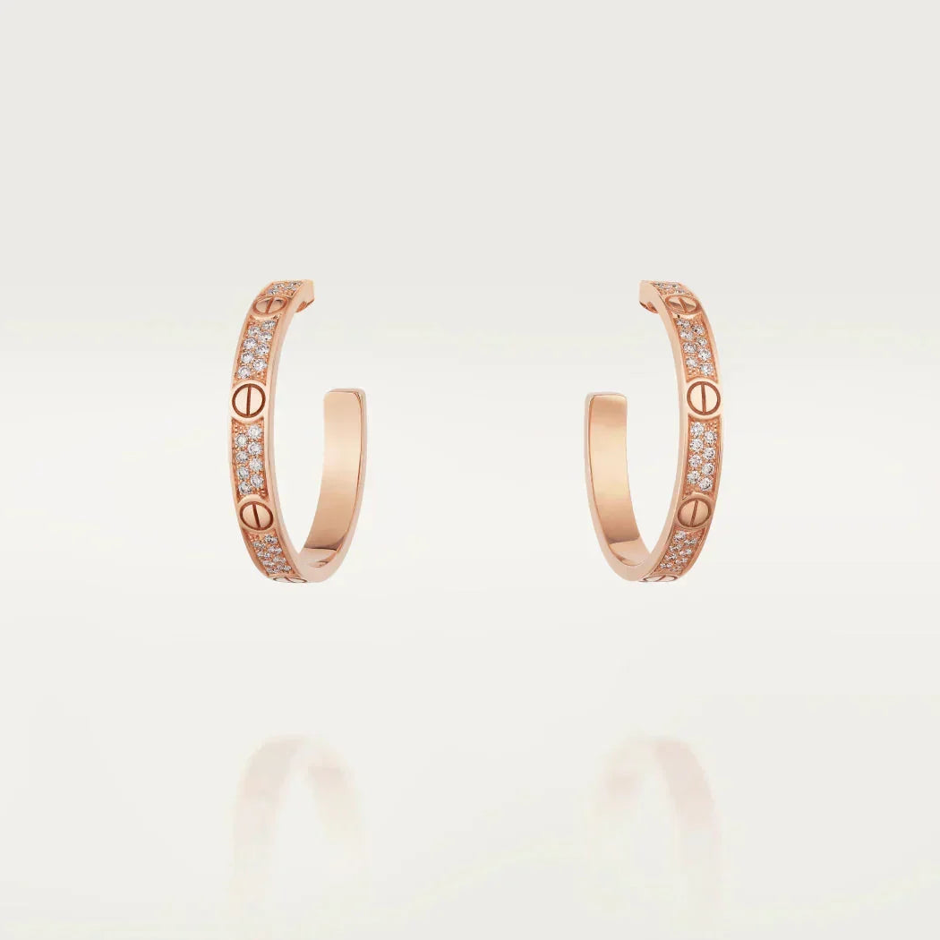 Aura LOVE DIAMOND PINK GOLD HOOP EARRINGS