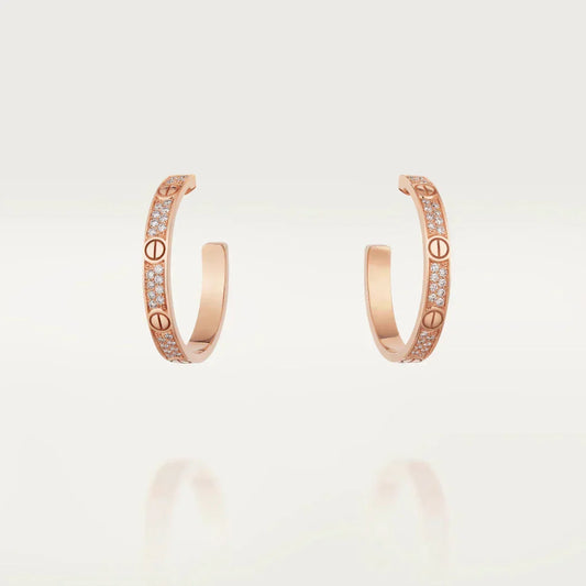 [⭐Aura ]LOVE DIAMOND PINK GOLD HOOP EARRINGS