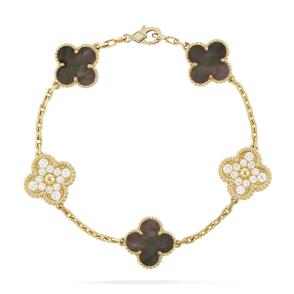 [Aura ]Neue CLOVER 5 MOTIF GRAU MOP ARMBAND KOLLEKTION