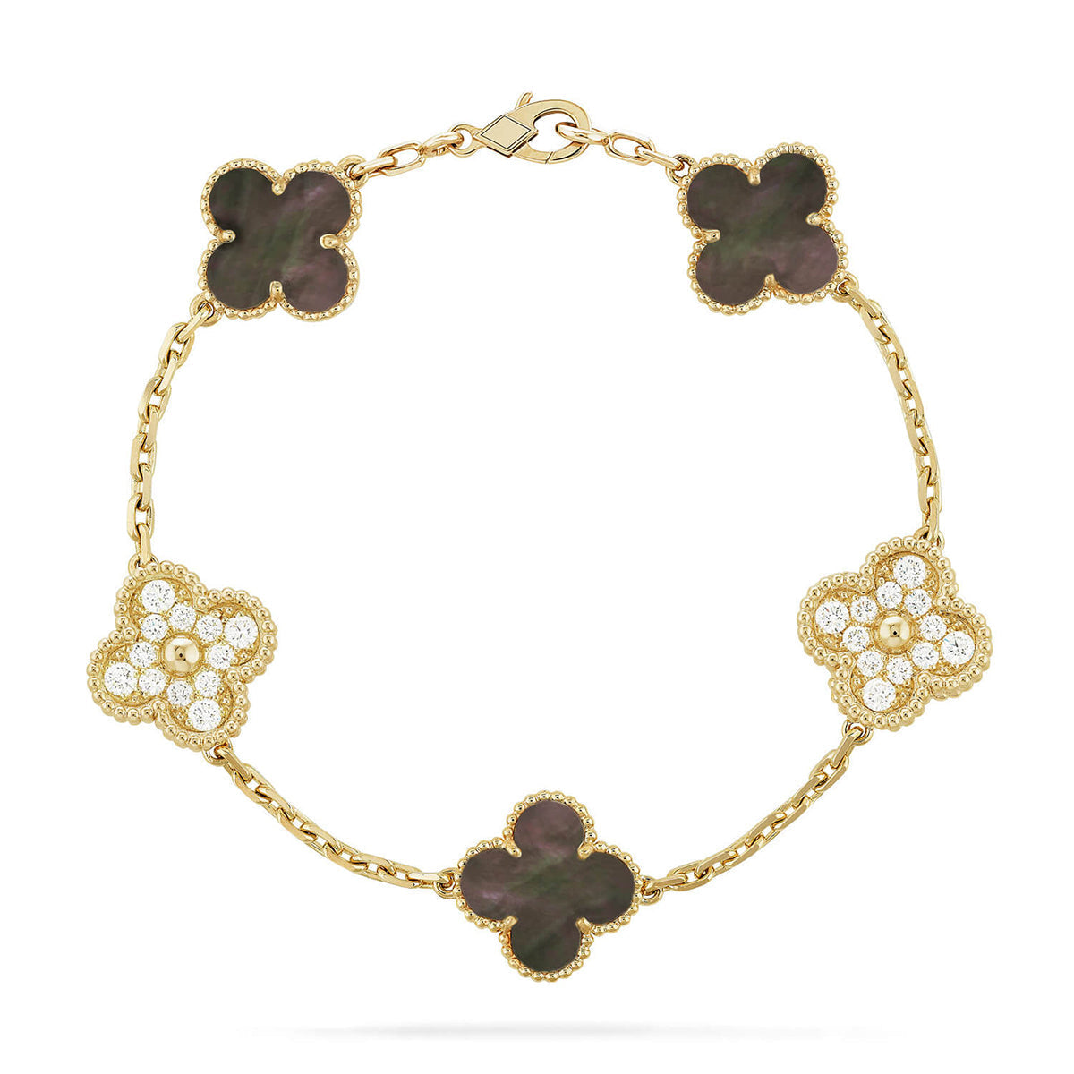 [Aura ]New CLOVER 5 MOTIF GRAY MOP BRACELET COLLECTION