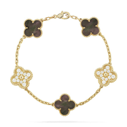 [Aura ]Neue CLOVER 5 MOTIF GRAU MOP ARMBAND KOLLEKTION