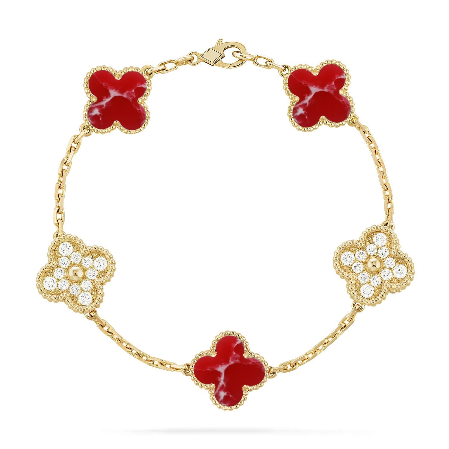 [Aura ]New CLOVER 5 MOTIF RED PATTERN BRACELET COLLECTION