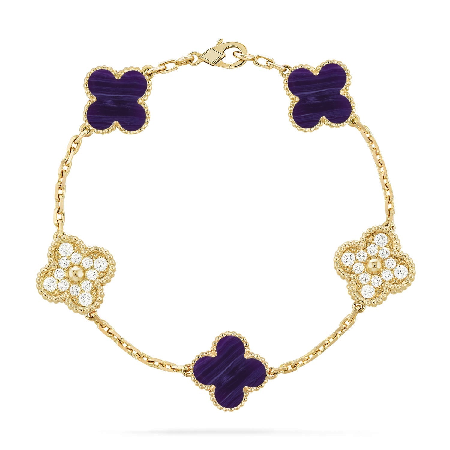 [Aura ]New CLOVER 5 MOTIF PURPLE STRIPES BRACELET COLLECTION