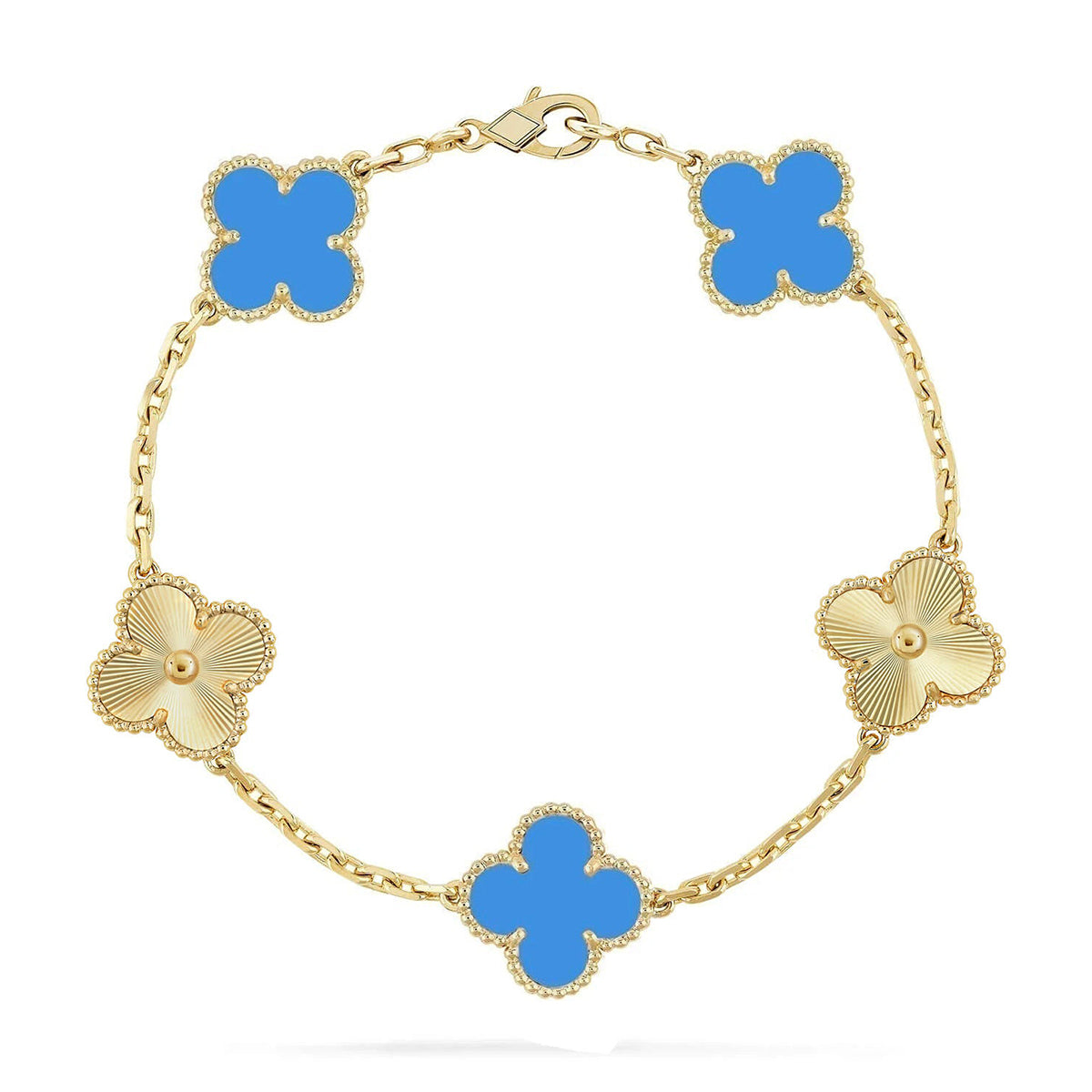 [Aura ]New CLOVER 5 MOTIF BLUE AGATE BRACELET COLLECTION