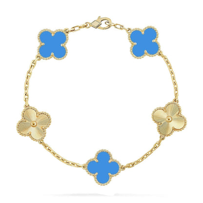 [Aura ]NEUE ARMBAND-KOLLEKTION CLOVER 5 MOTIF BLAUER ACHAT
