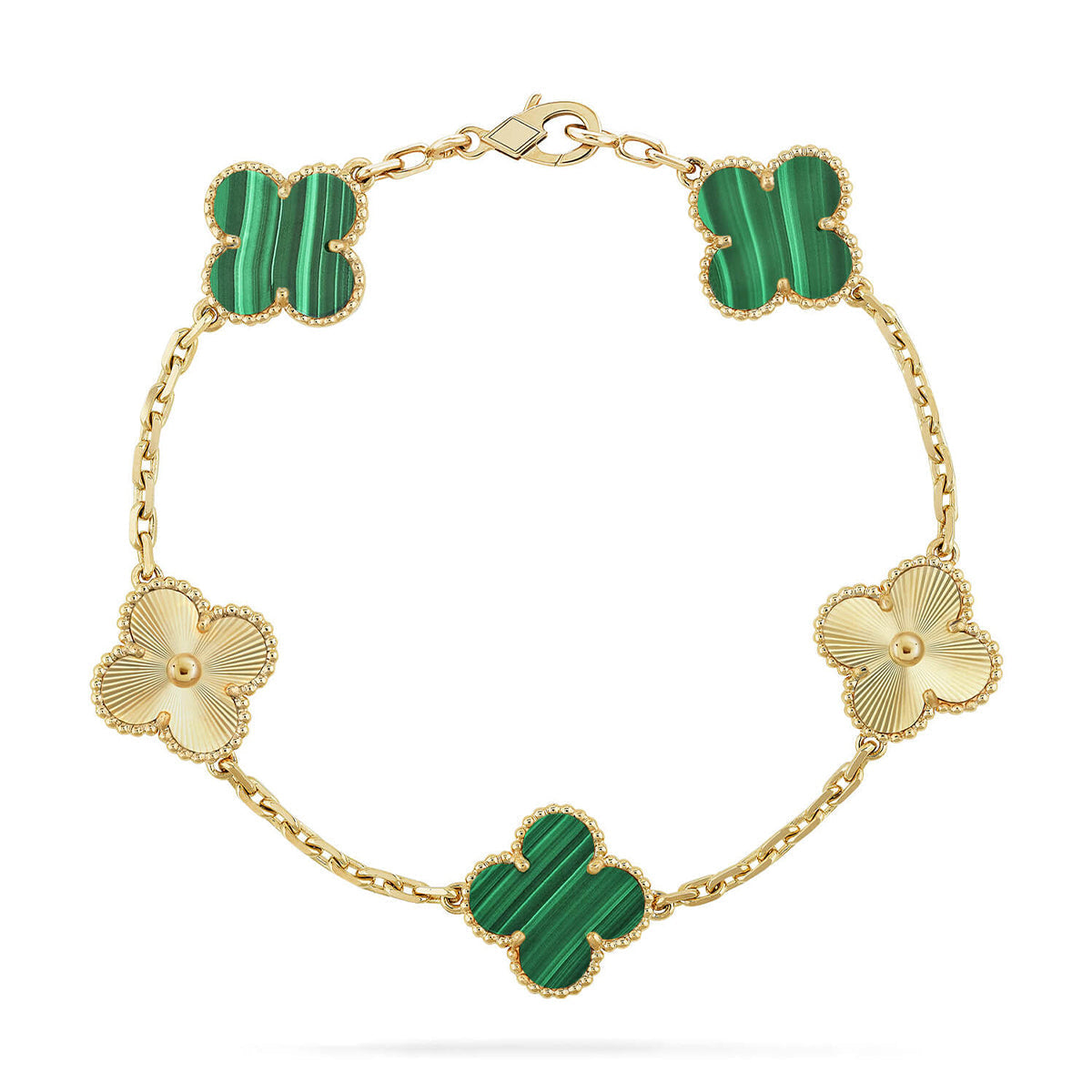 [Aura ]New  CLOVER 5 MOTIF MALACHITE BRACELET COLLECTION
