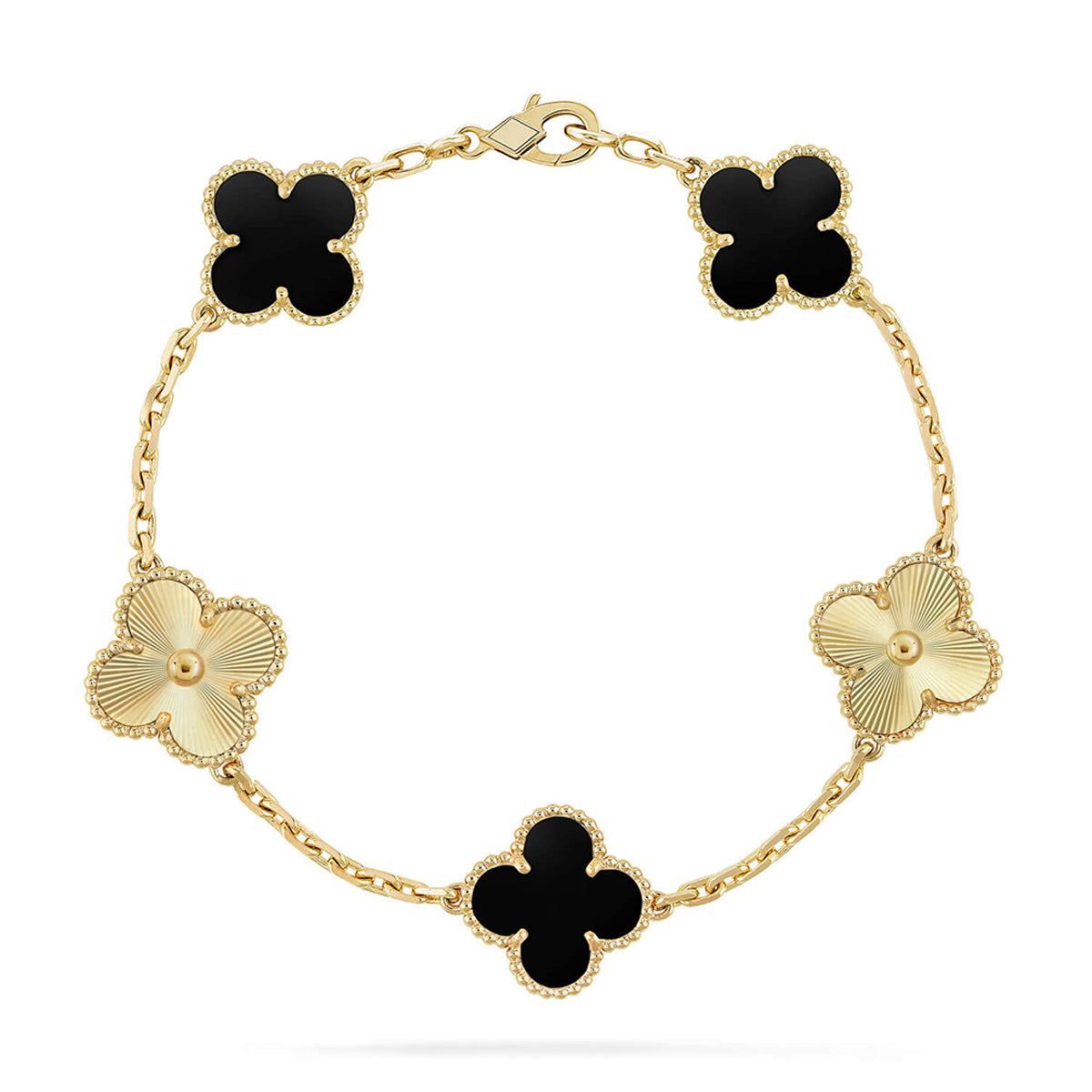 [⭐Aura ]New CLOVER 5 MOTIF ONYXS BRACELET COLLECTION