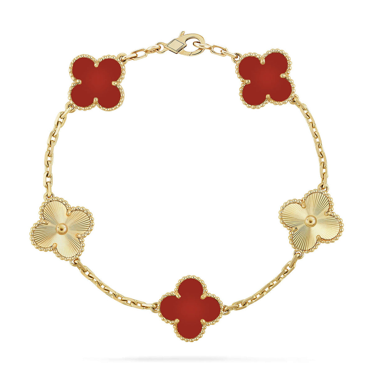 [Aura ]Neue Kollektion CLOVER 5 MOTIF ROTER CORNELIAN-ARMBÄNDER