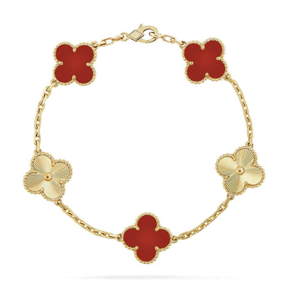 [Aura ]Neue Kollektion CLOVER 5 MOTIF ROTER CORNELIAN-ARMBÄNDER