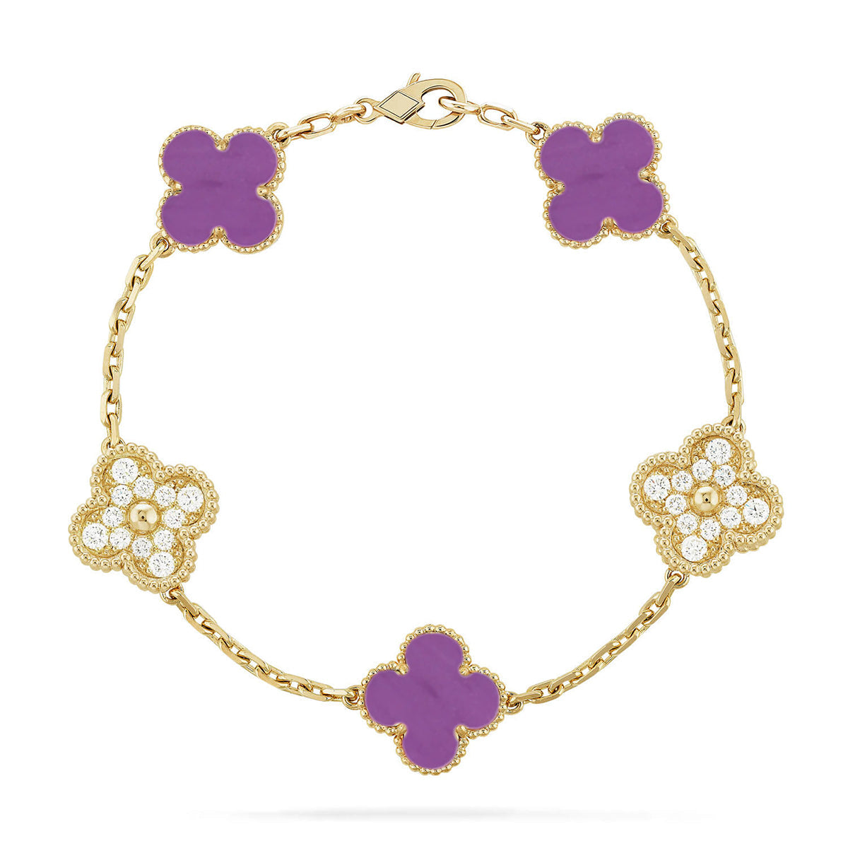 [⭐Aura ]New  CLOVER 5 MOTIF VIOLET BRACELET COLLECTION