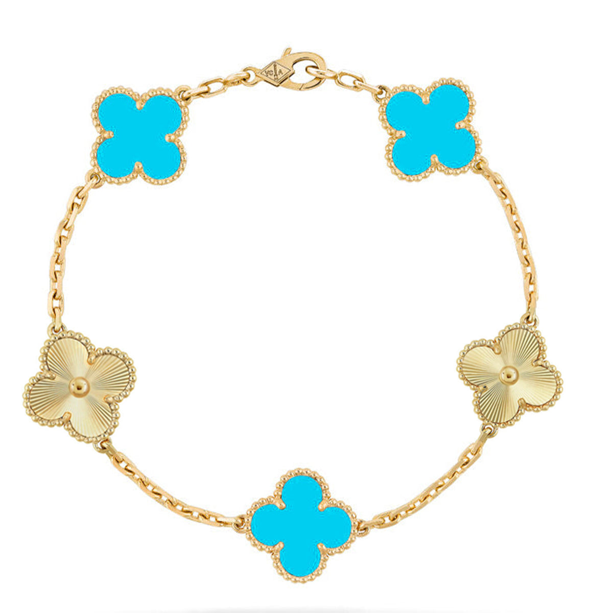 [Aura ]New  CLOVER 5 MOTIF TURQUOISE BRACELET COLLECTION