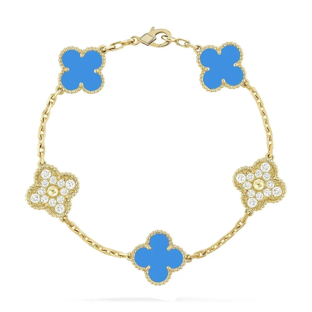 [Aura ]NEUE ARMBAND-KOLLEKTION CLOVER 5 MOTIF BLAUER ACHAT