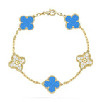 [Aura ]NEUE ARMBAND-KOLLEKTION CLOVER 5 MOTIF BLAUER ACHAT