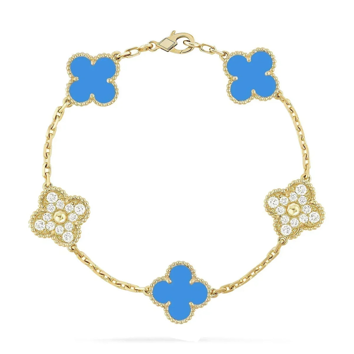 [Aura ]NEUE ARMBAND-KOLLEKTION CLOVER 5 MOTIF BLAUER ACHAT