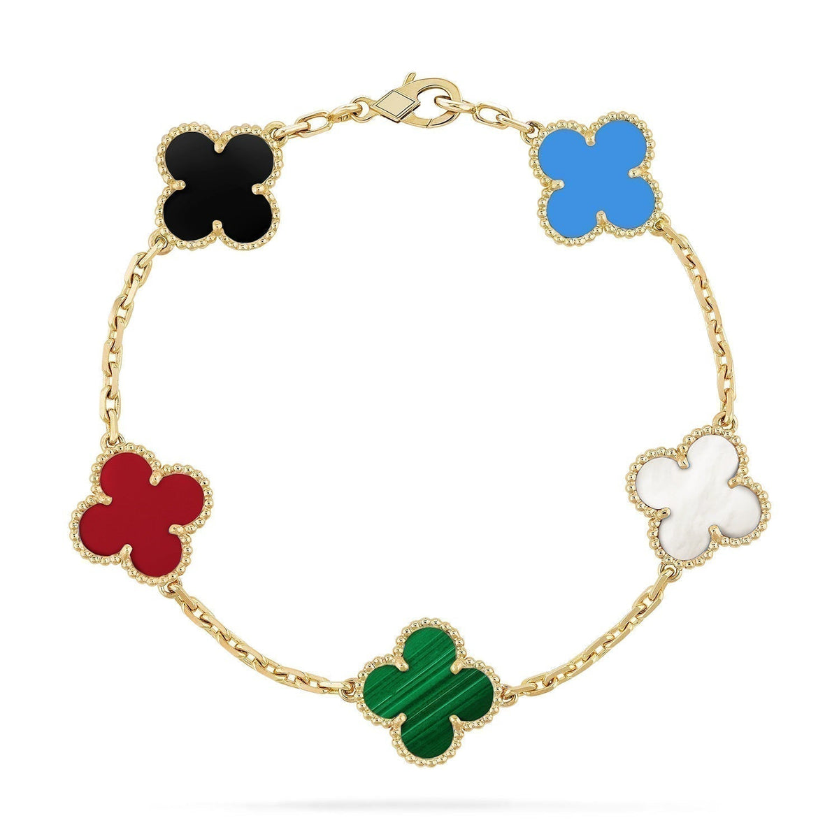 [⭐Aura ]New CLOVER 5 MOTIFS MULTICOLOR BRACELET