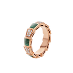 [⭐DORISW]SERPENTI RING PINK GOLD MALACHITE DIAMOND PAVED 4MM