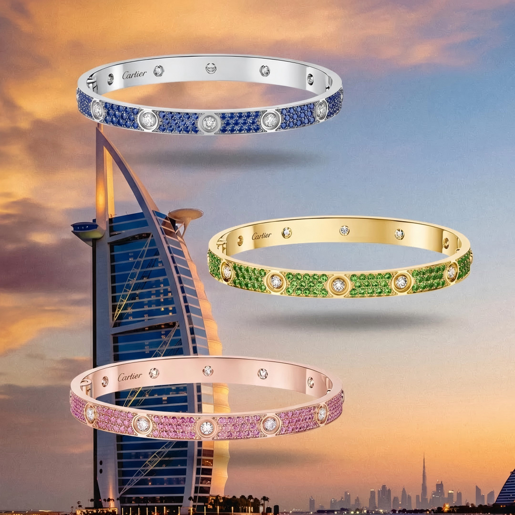 [Aura ] 2026 PAVE GEMSTONE LOVE BRACELET 6.1MM 10 DIAMONDS