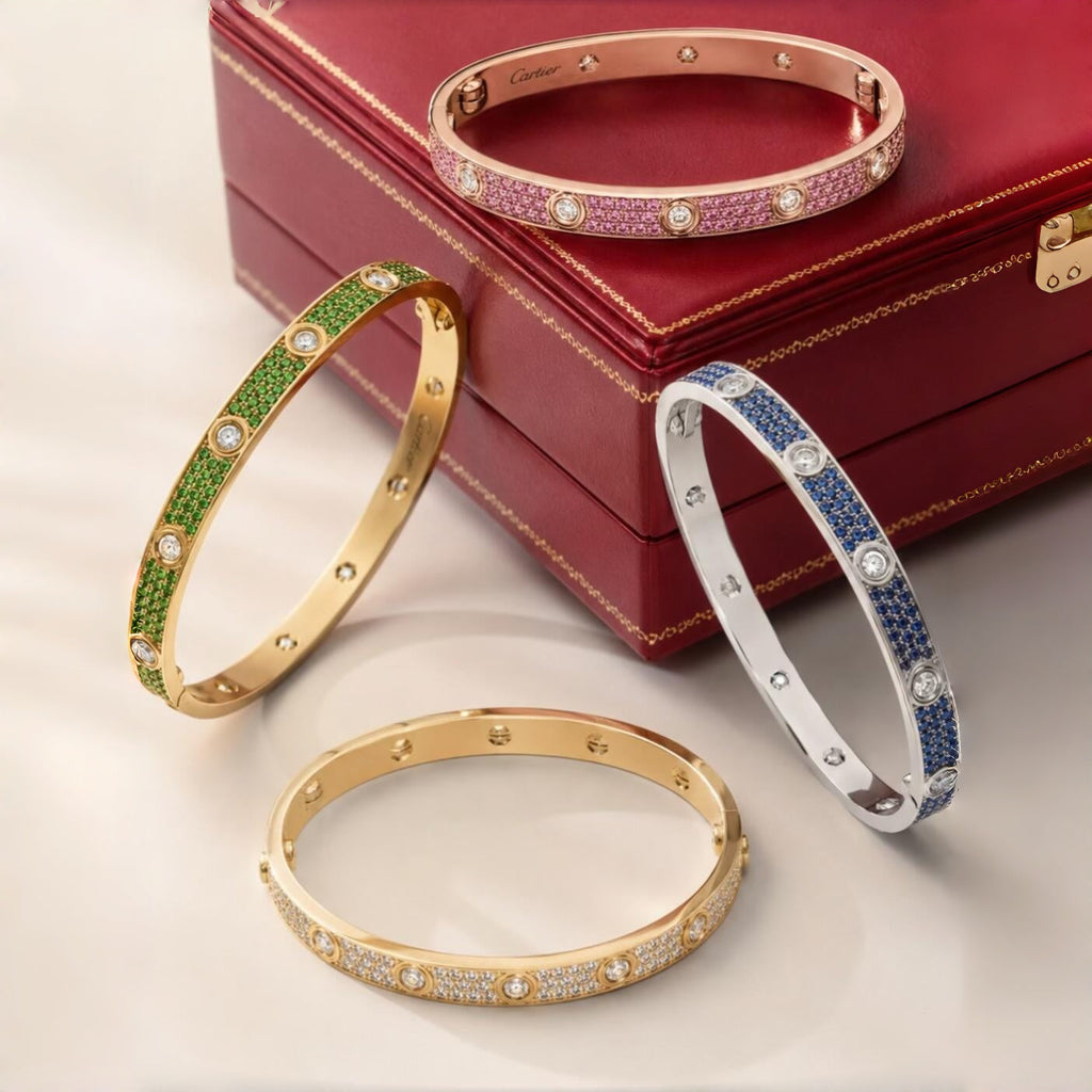 [Aura ] 2026 PAVE GEMSTONE LOVE BRACELET 6.1MM 10 DIAMONDS