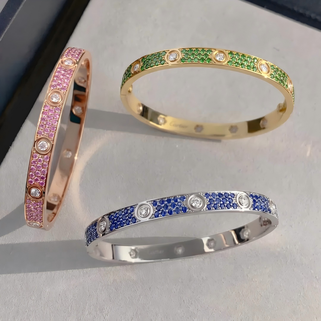 [Aura ] 2026 PAVE GEMSTONE LOVE BRACELET 6.1MM 10 DIAMONDS