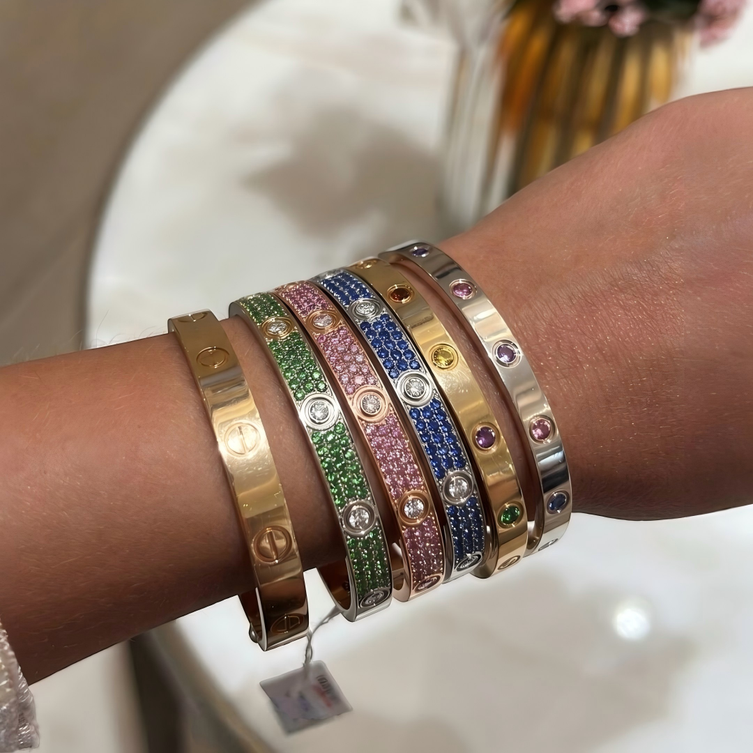 [Aura ] 2026 PAVE GEMSTONE LOVE BRACELET 6.1MM 10 DIAMONDS