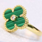 Aura CLOVER MALACHITE RING GOLD DIAMOND