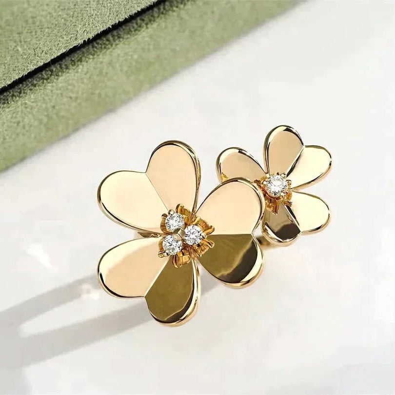 [⭐Aura ]CLOVER COMOS GOLD DIAMOND RING