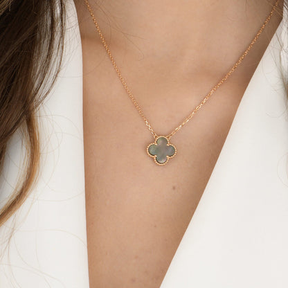 [⭐Aura ]CLOVER 15MM  GRAY MOTHER OF PEARL NECKLACE