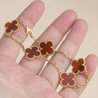 [Aura ]New  CLOVER 5 MOTIF RED CORNELIAN BRACELET COLLECTION