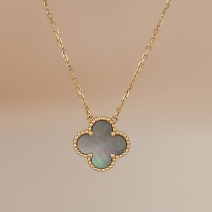 [⭐Aura ]CLOVER 15MM  GRAY MOTHER OF PEARL NECKLACE