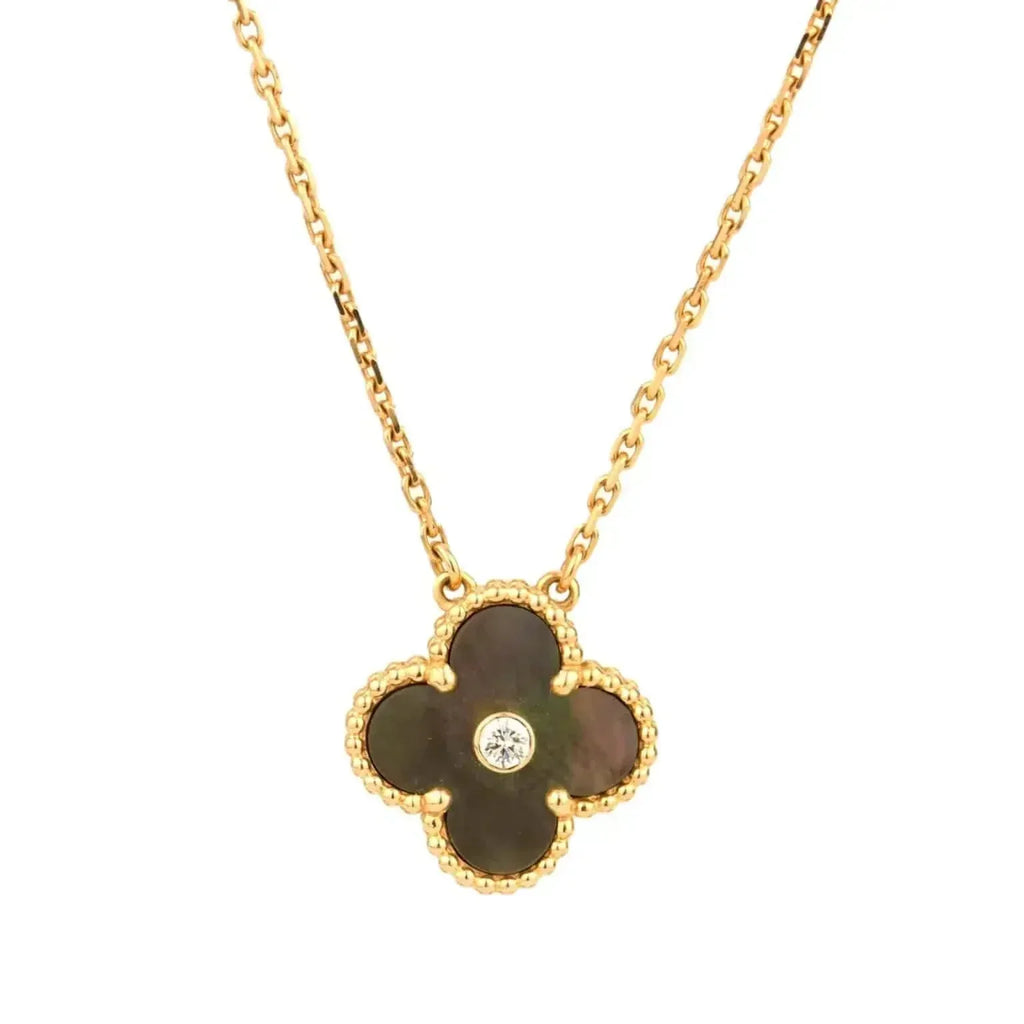 Aura CLOVER 15MM DIAMOND AND MOTHER-OF-GREY NECKLACE