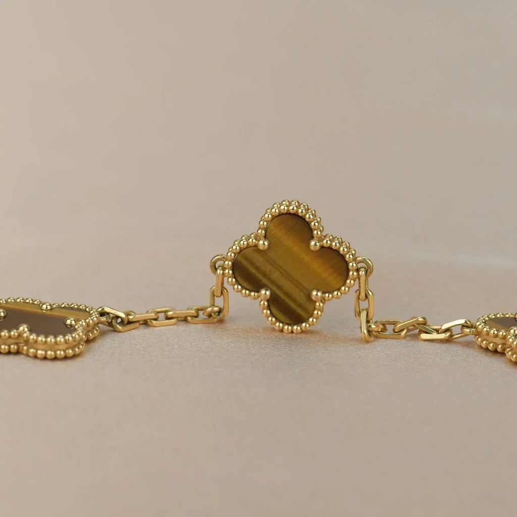 [Aura ]New  CLOVER 5 MOTIFS TIGER EYE BRACELET COLLECTION