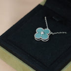 Aura CLOVER 15MM DIAMANT SILBERPORZELLAN HALSKETTE SILBER