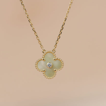 Aura CLOVER 15MM DIAMANT GOLD PERLMUTT HALSKETTE