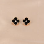Aura CLOVER MEDIUM 1 MOTIFS ONYX DIAMOND EARRINGS