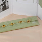 [Aura ]New  CLOVER 5 MOTIFS TIGER EYE BRACELET COLLECTION