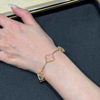 [Aura ]New CLOVER 5 MOTIF ROCK CRYSTAL BRACELET