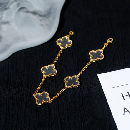 [⭐Aura ]New CLOVER 5 MOTIF ROCK CRYSTAL BRACELET