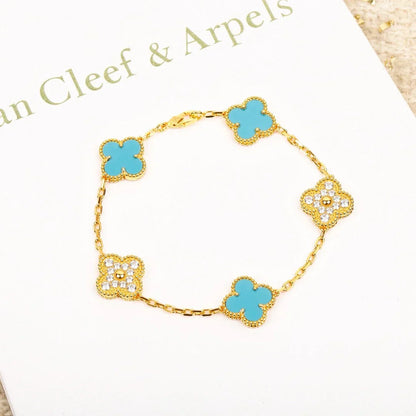 [⭐Aura ]New  CLOVER 5 MOTIF TURQUOISE BRACELET COLLECTION