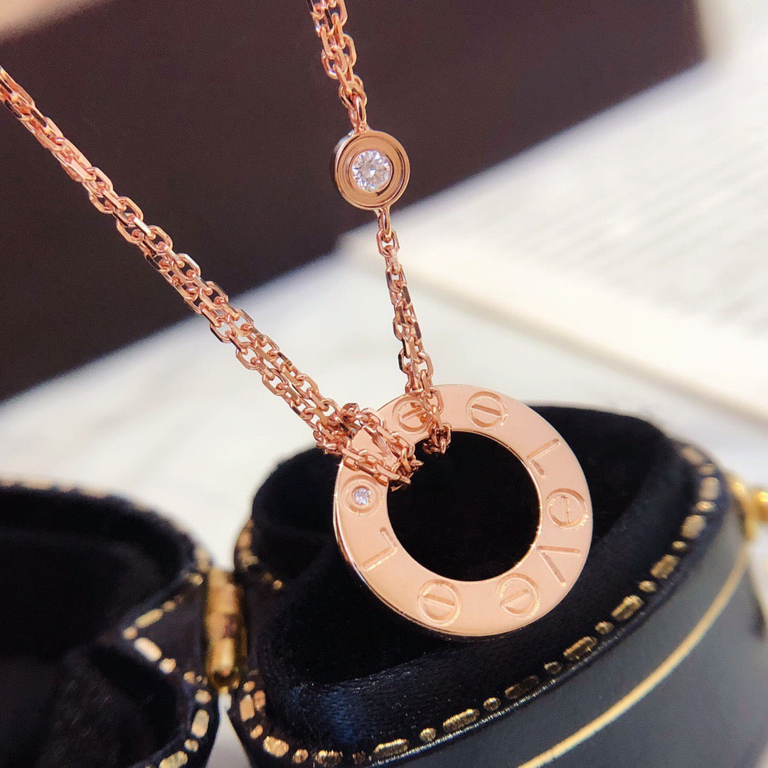 Aura LOVE NECKLACE 16MM 2 DIAMONDS