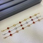 [Aura ]CLOVER 6 MOTIF RED AGATE LASER BRACELET