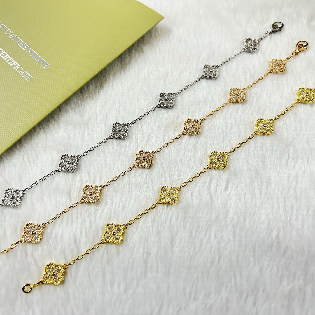 [⭐Aura ]New CLOVER 6 MOTIF DIAMOND BRACELET