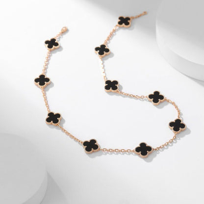 [⭐Aura ]CLOVER 10 MOTIFS ONYX NECKLACE