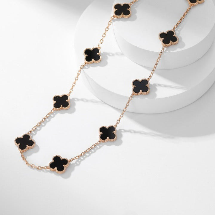Aura CLOVER 10 MOTIFS ONYX NECKLACE